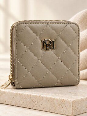 Badgley Mischka Taupe Diamond Quilted Zip Around Wallet BMW-014 NWT